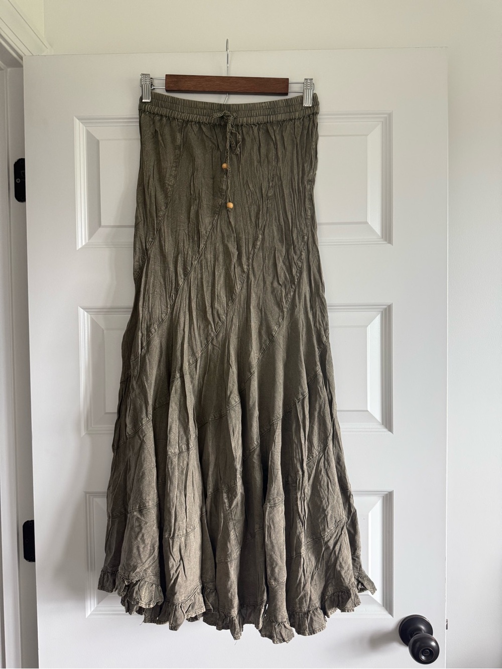 Young Threads Olive Green Boho Maxi Skirt Size Medium NWT - Picture 2 of 14